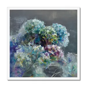 Abstract Hydrangea Dark by Danhui Nai - Painting White Framed Paper Print / 55cm H x 55cm W