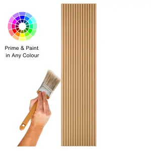 Off the Grain Slat Wall Panels - Unprimed MDF Wall Panel for Painting - 2.4m x 40cm