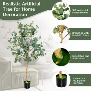 Costway 165cm Artificial Eucalyptus Tree Fake Decorative Houseplant with Plastic Pot