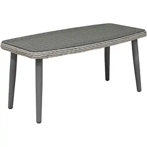 Stylish 100cm Rattan Wicker Outdoor Coffee Table with Glass Top