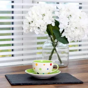 Coffee Tea Cups and Saucers Set of 4 Polka Dot Print by Laeto House & Home - INCLUDING FREE DELIVERY