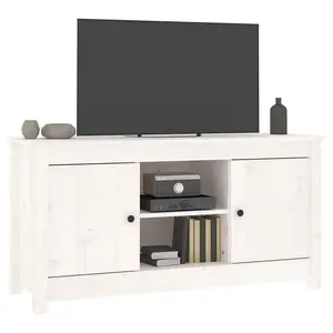 Berkfield TV Cabinet White 103x36.5x52 cm Solid Wood Pine