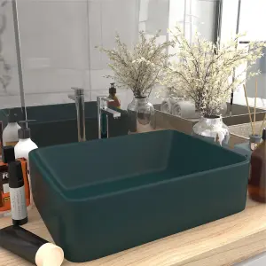 Berkfield Luxury Wash Basin Matt Dark Green 41x30x12 cm Ceramic