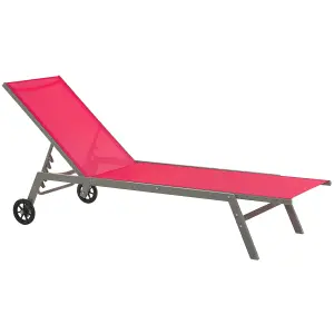 Beliani Modern Sun Lounger Metal Red LEVANZO