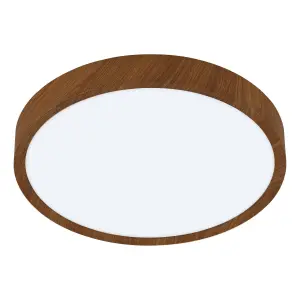 EGLO Musurita Natural Wood Effect Metal And Plastic Integrated LED Flush Fitting, (D) 34cm