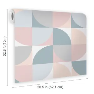 Fresco Retro Crescent Geometric Soft Pastels Wallpaper