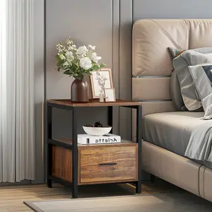 NS 1 Drawer Bedside Table Brown