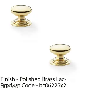 2 PACK - Stepped Round Door Knob Polished Brass 38mm Classic Kitchen Cabinet Pull Handle