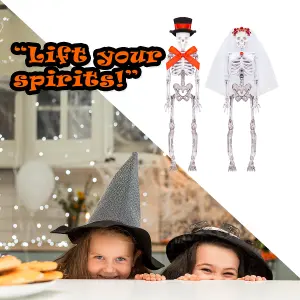 Halloween Skeleton Couple Decoration Set of 2 Trick or Treat Party 17cm White