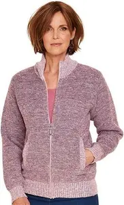 Chums Knitted Fleece Lined Zip Cardigan - Pink