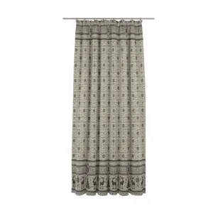 Larissa Synthetic Room Pencil Pleat Curtain, single Panel, opaque Cream / 135 W x 145 D cm