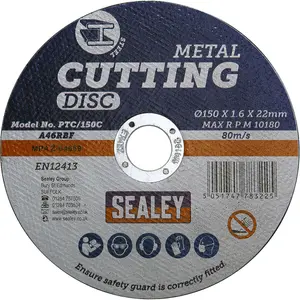 Heavy Duty 150mm Flat Metal Cutting Disc for Angle Grinders - 22mm Bore