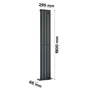 Ximax Vertirad HW1800295A Anthracite Horizontal or vertical Designer 1889BTU Radiator, (W)295mm x (H)1800mm