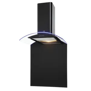 Cooke & Lewis CLCGLEDB60 Steel Curved Cooker hood with splashback (W)60cm - Black