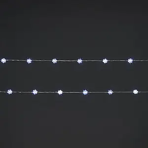 20 Ice white Snowflake wire LED With timer function String lights with 1.82m Silver cable