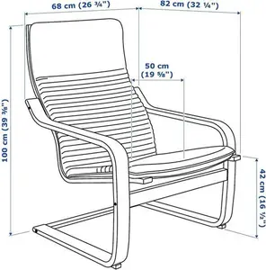 IKEA Poang Armchair Lounger Modern Living Room Home Office Light Beige