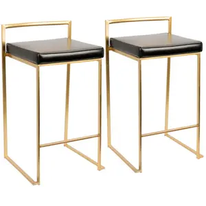 Daggett 68.5cm Bar Stool (Set of 2) Gold / Black / Bar Stool (30.75" Seat Height)