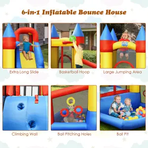 Costway Inflatable Bounce House Kids Bouncy Castle Jumping Climbing Slide w/ Air Blower