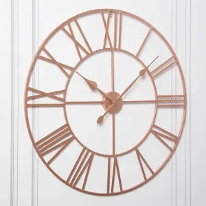 EOS - Skeleton Wall Clock with Roman Numerals - 80x80cm - (Copper)