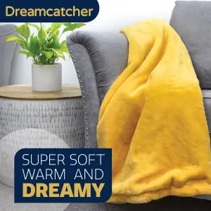 Dreamcatcher Blanket Throw Soft Faux Fur 160 x 130cm Overblanket Gold