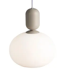 Nordlux Notti Indoor Bedroom Dining Kitchen Office Hallway Pendant Ceiling Light with White Opal Glass in Grey