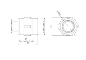 Flomasta Bronze Reducing Pipe fitting adaptor (Dia)40mm, Pack of 1 (L)40mm