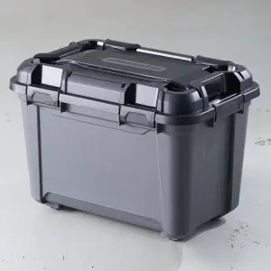 Ezy Storage Bunker tough Black 55L Medium Stackable Wheeled Storage box with Lid