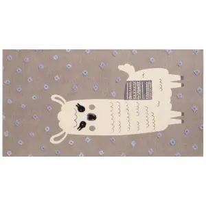 Cotton Kids Rug Llama Print 80 x 150 cm Brown LUBUK