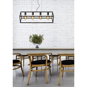 Lucide Fabian Modern Bar Pendant Light - 4xE27 - Black