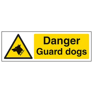 Danger Guard Dogs Warning Sign - 1mm Rigid Plastic - 300x100mm (x3)