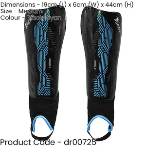 M - Football Shin Pads & Ankle Guards BLACK/CYAN High Impact Slip On Leg Cover