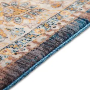 Charming Blue Boho Floral Area Rug for Elegant Home Décor