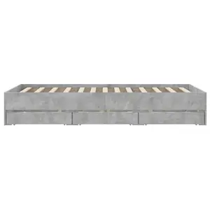 Berkfield Bed Frame with Drawers without Mattress Concrete Grey 135x190 cm Double