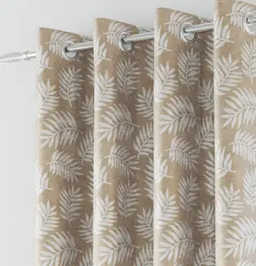 Oakland Latte Leaf Pattern, Thermal, Room Darkening Pair of Curtains with Eyelet Top - 90 x 72 inch (229x183cm)