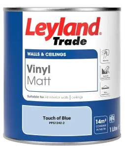 Leyland Trade Vinyl Matt Walls & Ceilings Emulsion Paint Touch of Blue (PPG1242-2) 1L