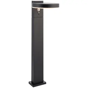 500mm Outdoor Bollard Post Light - PIR Sensor - Textured Black & White Diffuser