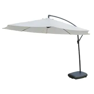 KCT Garden Parasol 3m Large Cream Cantilever with Base