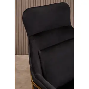 Interiors by Premier Sturdy Black Velvet Armchair, Easy Care Velvet Accent Armchair, Indoor Dining with Velvet Bedroom chair