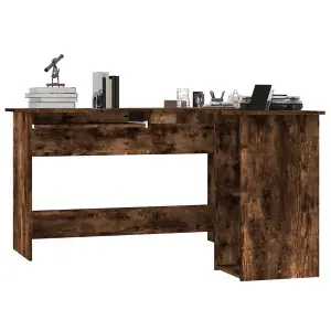 Berkfield Corner Desk Smoked Oak 120x140x75 cm Engineered Wood