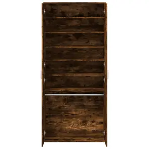 Berkfield Shoe Cabinet Smoked Oak 80x39x178 cm Engineered Wood