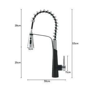 Kitchen Faucet with Pull Down Sprayer and 3 Spray Modes in Black and Chrome