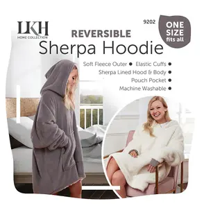 Hoodie Blanket Reversible Oversized Ultra Plush Sherpa Giant Hooded Sweatshirt - Grey