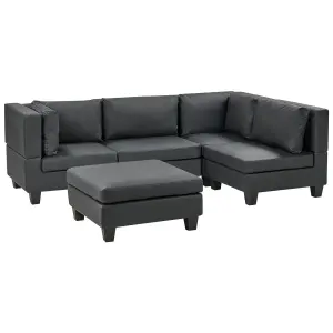 Corner Sofa with Ottoman UNSTAD Black Left Hand