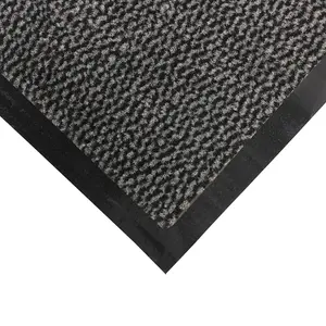 JVL Heavy Duty Barrier Door Mat, 80x140cm, Grey/Black