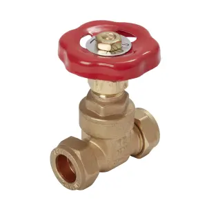 Flomasta Bronze Compression Heating & sanitary Shut-off Valve, (Dia)15mm