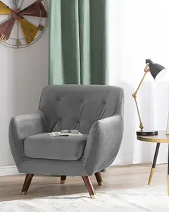 Beliani Glam Armchair BODO Velvet Grey