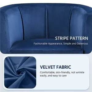 Yaheetech Blue Upholstered Velvet Club Chair