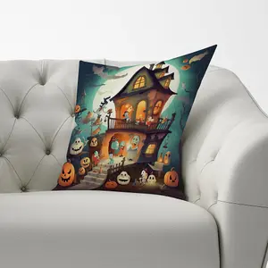 Illustrations A Whimsical Haunted House Cushions 33cm x 48cm