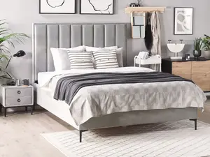 Velvet EU Super King Size Ottoman Bed Grey SEZANNE