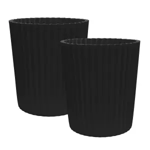 simpa 2PC XL Black Wave Plastic Planters.